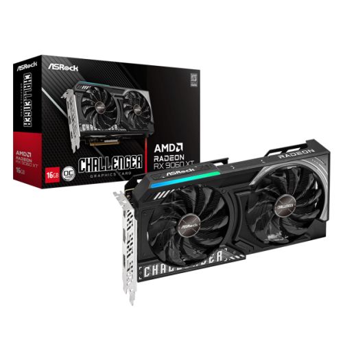 Asrock RX9060 XT Challenger 16GB OC, PCIe5, 16GB DDR6, HDMI, 2 DP, 3290MHz Clock, LED Indicators, Overclocked