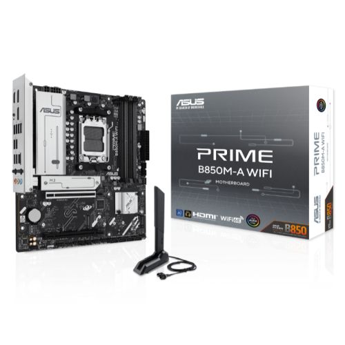 Asus PRIME B850M-A WIFI, AMD B850, AM5, Micro ATX, 4 DDR5, HDMI, 2 DP, Wi-Fi 6E, 2.5G LAN, 3x M.2