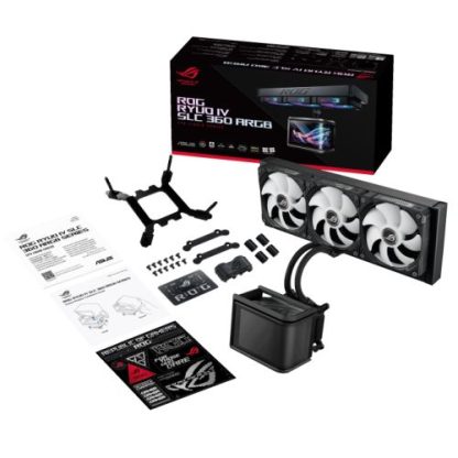 Asus ROG Ryuo IV SLC 360 ARGB Liquid CPU Cooler, Movable 6.67" Curved AMOLED Display, Shortened Tubing, Daisy-Chained ARGB Fans