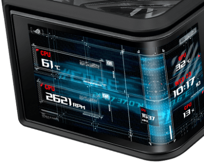 Asus ROG Ryuo IV SLC 360 ARGB Liquid CPU Cooler, Movable 6.67" Curved AMOLED Display, Shortened Tubing, Daisy-Chained ARGB Fans