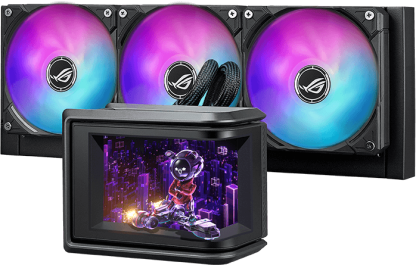 Asus ROG Ryuo IV SLC 360 ARGB Liquid CPU Cooler, Movable 6.67" Curved AMOLED Display, Shortened Tubing, Daisy-Chained ARGB Fans