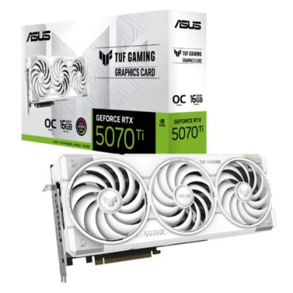 Asus TUF GAMING RTX5070 Ti OC White, PCIe5, 16GB DDR7, 2 HDMI, 3 DP, 2610MHz Clock, RGB Lighting, Overclocked