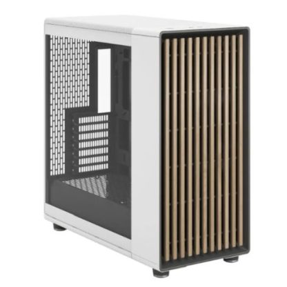 Fractal Design North XL RC Chalk White (TG Clear) Case w/ Clear Glass Window, ATX, 3 PWM Fans, USB-C, Oak Front, Reverse Connector/Asus BTF Compatible