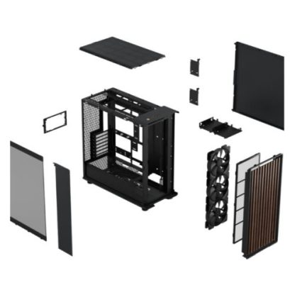 Fractal Design North XL RC Chalk White (TG Clear) Case w/ Clear Glass Window, ATX, 3 PWM Fans, USB-C, Oak Front, Reverse Connector/Asus BTF Compatible