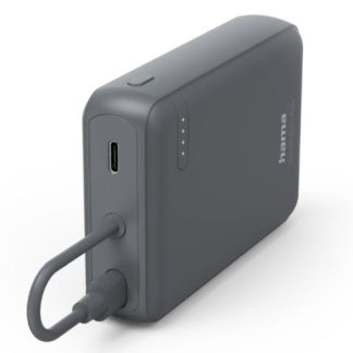 Hama Travel 10000mAh Fast Charge Powerbank, 2x USB-C, LED Capacity Indicator, Grey