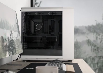 Fractal Design North XL RC Charcoal Black TG Dark Case w Dark Glass Window, ATX, 3 PWM Fans, USB-C, Walnut Front, Reverse Connector Asus BTF Compatible CAA-FRNORXLRCDTG