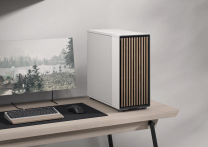 Fractal Design North XL RC Charcoal Black TG Dark Case w Dark Glass Window, ATX, 3 PWM Fans, USB-C, Walnut Front, Reverse Connector Asus BTF Compatible CAA-FRNORXLRCDTG