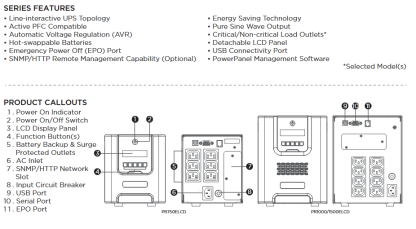 CyberPower 1000VA Line Interactive Tower Pro UPS, 900W, LCD Display, 8x IEC, AVR Energy Saving, Hot-Swap Batteries