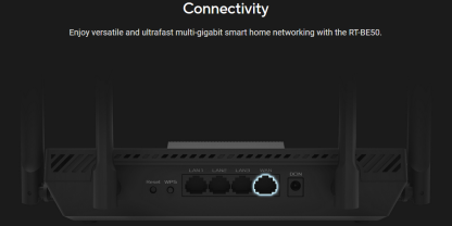 Asus (RT-BE50) BE3600 Dual Band Wi-Fi 7 Smart AiMesh Extendable Router, 2.5G WAN, 3x GB LAN, MLO, 4K-QAM, IoT Network