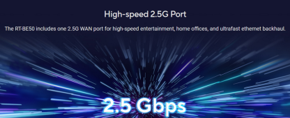 Asus (RT-BE50) BE3600 Dual Band Wi-Fi 7 Smart AiMesh Extendable Router, 2.5G WAN, 3x GB LAN, MLO, 4K-QAM, IoT Network