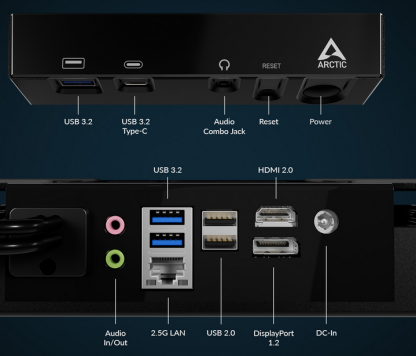Arctic Senza Under Desk PC, Ryzen 7 5700G, 32GB DDR4, 1TB SSD, Wi-Fi 6E, 2.5G LAN, USB-C, Silent Passive Cooling, Windows 11 Pro N