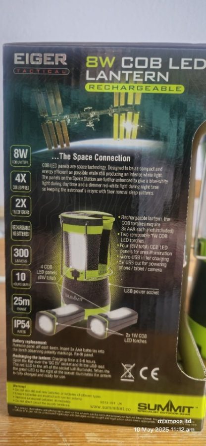 Summit Storm Force 8W Cob LED Tactical Lantern Rechargeable Camping 300 Lumes