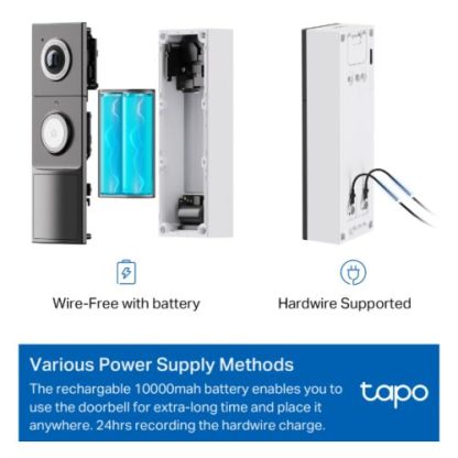 TP-LINK (TAPO D235) Smart Battery/Wired 2K 5MP Video Doorbell Camera w/ Chime, 7-Month Battery, Night Vision, Ultra-Wide FOV, AI Detection & Notification, Anti-theft