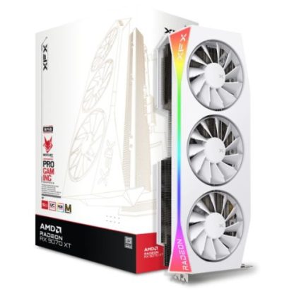 XFX Mercury RX9070 XT OC White Magnetic Air Edition with RGB, PCIe5, 16GB DDR6, HDMI, 3 DP, 3100MHz Clock, Overclocked