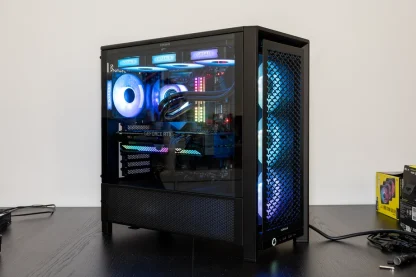 Corsair FRAME 4000D RS Modular Gaming Case w Glass Side, E-ATX, 3x PWM Fans, InfiniRail Fan Mounting, USB-C, Asus BTF Compatible, Black CAA-COR4000DFRAMERS