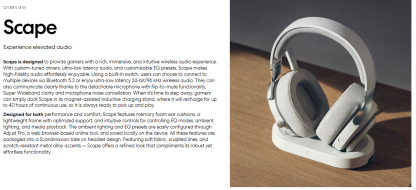 fractal Design Scape (Light and dark) Gaming Headset, Wireless-Btooth-USB, Custom-Tuned Drivers, EQ Presets, 40 Hours Battery, Charging Stand, Ambient Lighting