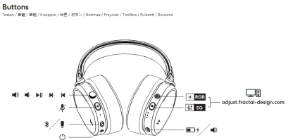 fractal Design Scape (Light and dark) Gaming Headset, Wireless-Btooth-USB, Custom-Tuned Drivers, EQ Presets, 40 Hours Battery, Charging Stand, Ambient Lighting