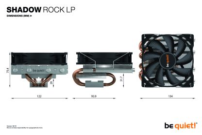 Be Quiet! BK002 Shadow Rock LP Heatsink & Fan, Intel & AMD Sockets, Pure Wings 2 Fan, Low Profile, 130W TDP