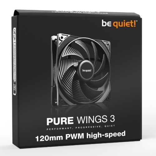 Be Quiet! BL106 Pure Wings 3 PWM High Speed 12cm Case Fan, Rifle Bearing, Black, 2100 RPM, Ultra Quiet