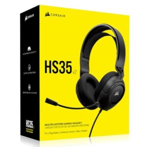 Corsair HS35 v2 Multiplatform Wired Gaming Headset, 3.5mm Jack, Suspended Fabric Headband, 50mm Neodymium Drivers, Carbon