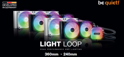 Be Quiet! Light Loop 240mm ARGB Liquid CPU Cooler, 2x Light Wings LX PWM Fans, ARGB Cooling Block, ARGB-PWM-Hub, White