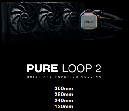 Be Quiet! Pure Loop 2 120mm Liquid CPU Cooler, 1x Pure Wings 3 PWM Fans, ARGB Cooling Block