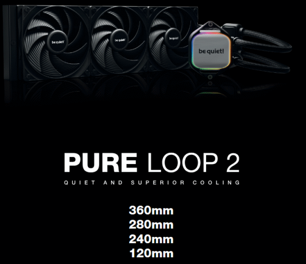 Be Quiet! Pure Loop 2 120mm Liquid CPU Cooler, 1x Pure Wings 3 PWM Fans, ARGB Cooling Block