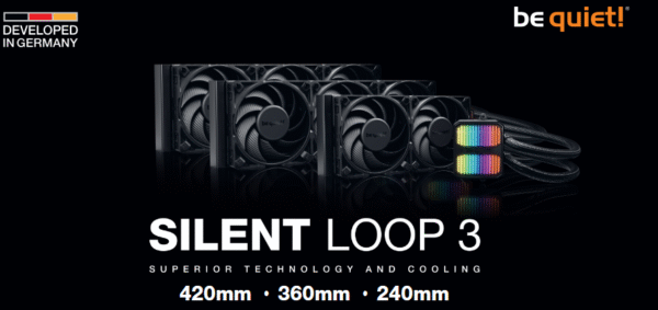 Be Quiet! Silent Loop 3 240mm ARGB Liquid CPU Cooler, 3-Chamber Pump, Large Fin Area, Silent Wings 4 PWM Fans, Black