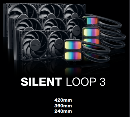 Be Quiet! Silent Loop 3 240mm ARGB Liquid CPU Cooler, 3-Chamber Pump, Large Fin Area, Silent Wings 4 PWM Fans, Black