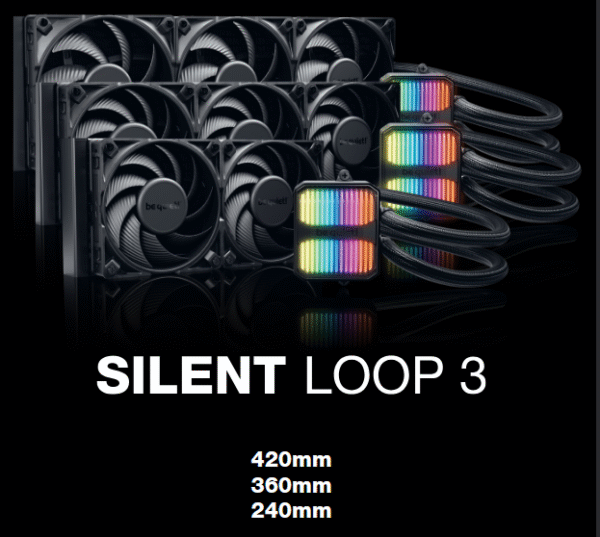 Be Quiet! Silent Loop 3 240mm ARGB Liquid CPU Cooler, 3-Chamber Pump, Large Fin Area, Silent Wings 4 PWM Fans, Black