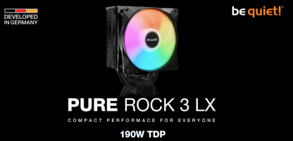 Be Quiet! BK040 Pure Rock 3 LX ARGB Heatsink & Fan, Intel & AMD Sockets, Light Wings LX ARGB Fan, 4 High-Performance Heatpipes, 190W TDP