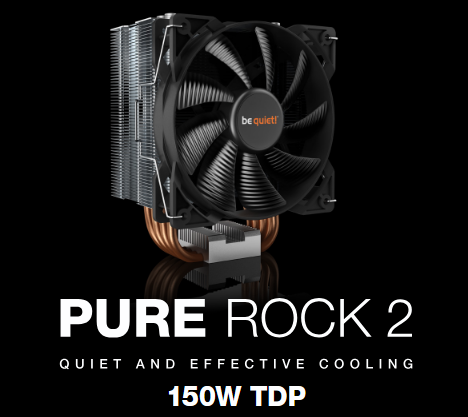 Be Quiet! BK007 Pure Rock 2 Black Heatsink & Fan, Intel & AMD Sockets, 12cm PWM Fan, 150W TDP